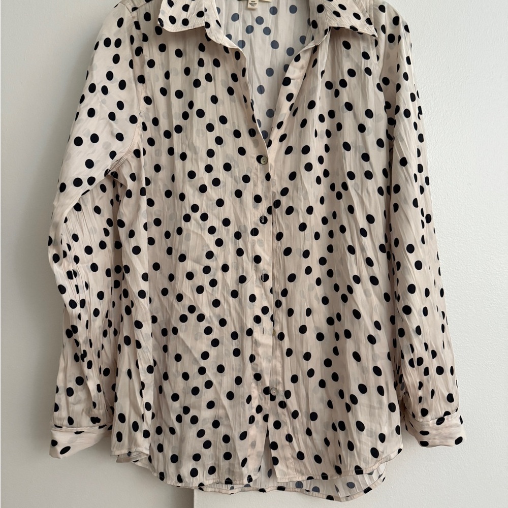 L'AGENCE Argo Black Polka Dot Button-Down Shirt